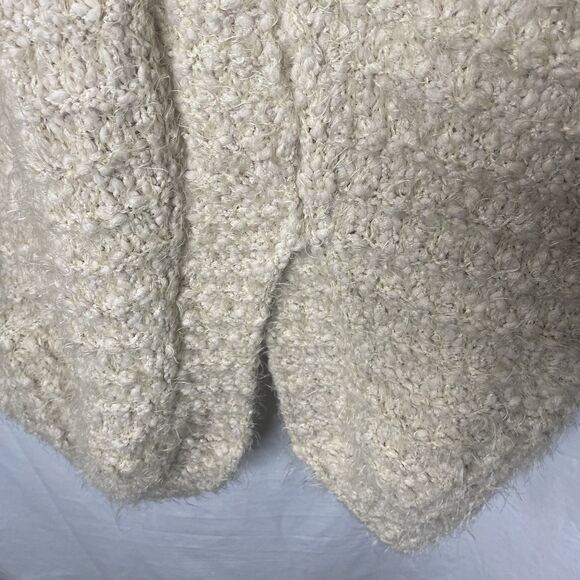 ENTRO Anthropologie Cardigan Fuzzy Knit Open Front Oversized Cozy Womens M Beige - Picture 4 of 7